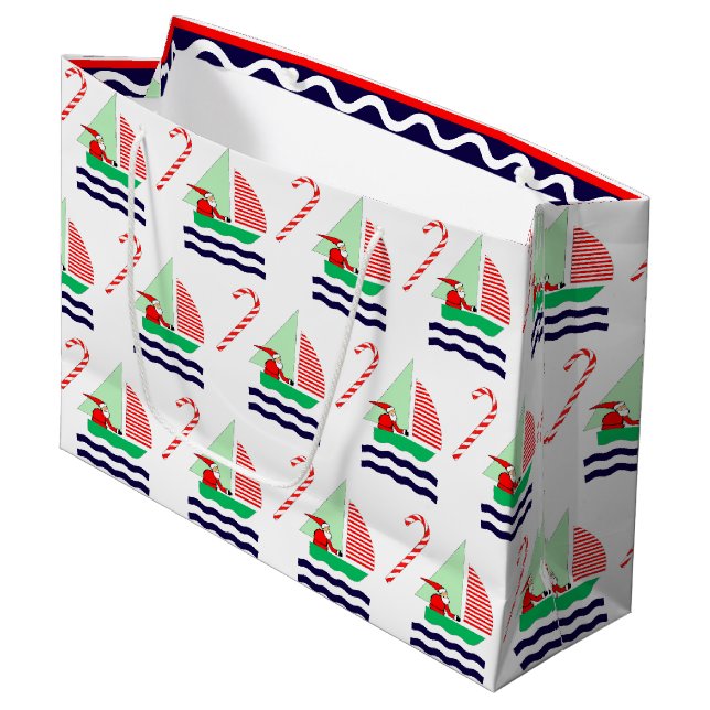 Bolsa De Regalo Grande Christmas Sailing Nautical (Angulo Anverso)