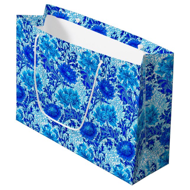 Bolsa De Regalo Grande Chrysanthemums William Morris Shades of Denim Blue (Angulo Anverso)