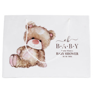 Bolsa De Regalo Grande Chupete de oso de peluche, chica, Baby Shower
