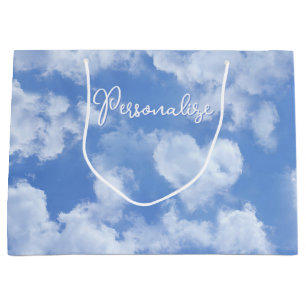 Bolsa De Regalo Grande Cielo azul con nube en forma de corazón Agregar no