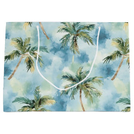 Bolsa De Regalo Grande Cielos Azules Isla Tropical Palmeras Cumpleaños
