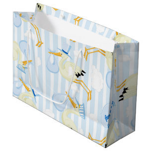 Bolsa De Regalo Grande Cigüeña azul y blanca