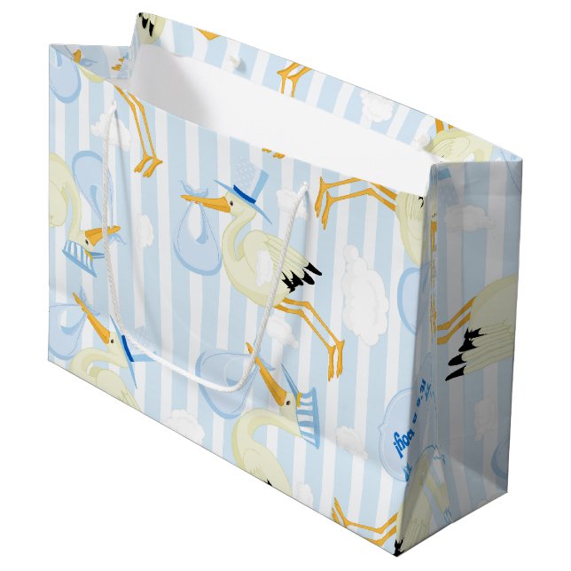 Bolsa De Regalo Grande Cigüeña azul y blanca (Angulo Anverso)