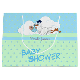 Bolsa De Regalo Grande Cigüeña con un niño pequeño y lindo