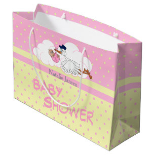 Bolsa De Regalo Grande Cigüeña con una Niña Adorable