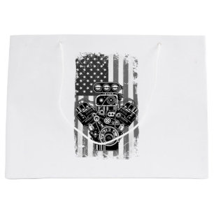 Bolsa De Regalo Grande Cilindro de Coche Musculoso Antiguo Bandera Americ