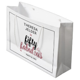Bolsa De Regalo Grande Cincuenta y Fabuloso Cumpleaños Rosa Chic