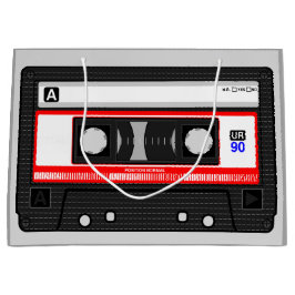 BOLSA DE REGALO GRANDE CINTA DE CASSETTE DE MÚSICA DE AUDIO GRÁFICO 