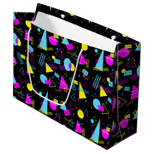 BOLSA DE REGALO GRANDE CINTA DE CASSETTE RETRO ANTIGUA FORMAS COLORIDAS