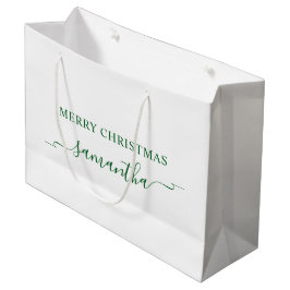 Bolsa De Regalo Grande Cinta de Navidad verde bosque con nombre con flori