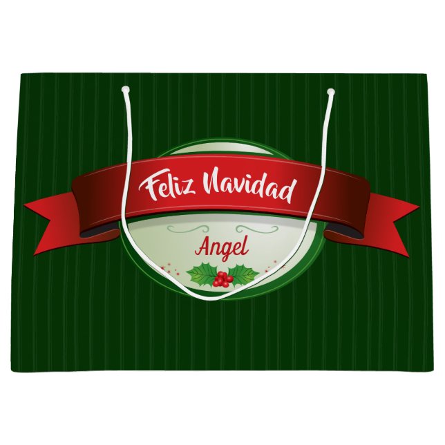 Bolsa De Regalo Grande Cinta Feliz Navidad (Anverso)