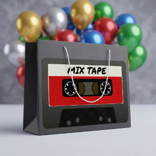 Bolsa De Regalo Grande Cinta Mixta Roja - Regalo Inspirado en lo Retro de