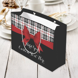 Bolsa De Regalo Grande Cinta Roja y Placa Tartán