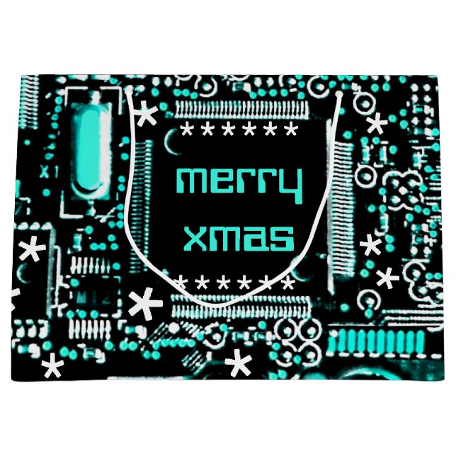 Bolsa De Regalo Grande Circuit Light Blue 2 Merry Xmas grande (Anverso)