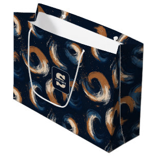 Bolsa De Regalo Grande Círculo giratorio azul y marrón sobre fondo oscuro