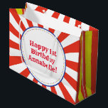 Bolsa De Regalo Grande Circus Kids Birthday Fiesta Theme<br><div class="desc">Este adorablemente lindo y colorido tema fiesta de primer cumpleaños es genial para cualquier niño o chica que ame el circo! ¡Celebren su primer cumpleaños con este adorable tema del carnaval retro!</div>