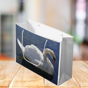 Bolsa De Regalo Grande Cisne blanco elegante en la foto del lago