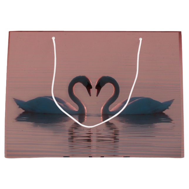 Bolsa De Regalo Grande Cisnes Negros Nadan Cielo Rosa (Anverso)
