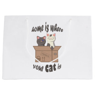 Bolsa De Regalo Grande Cita divertida Home es donde está tu gato