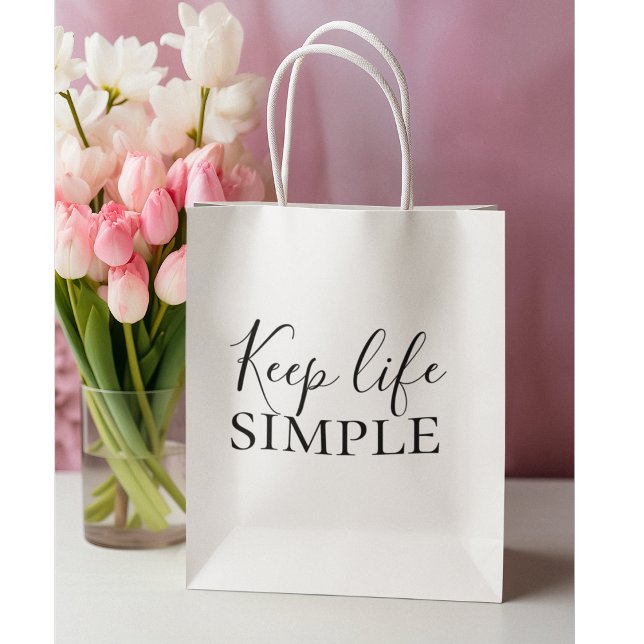 Bolsa De Regalo Grande Cita simple para mantener la vida en negro moderna (Subido por el creador)