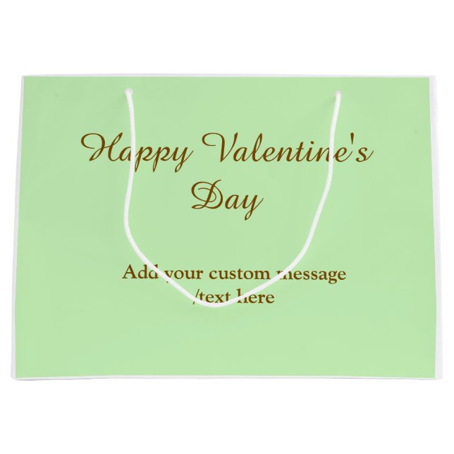Bolsa De Regalo Grande Citrus green brown happy Valentine's day simple  (Anverso)