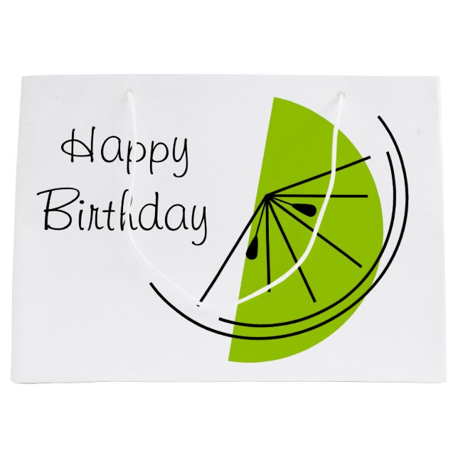 Bolsa de regalo grande Citrus Lime Feliz Cumpleaño (Anverso)