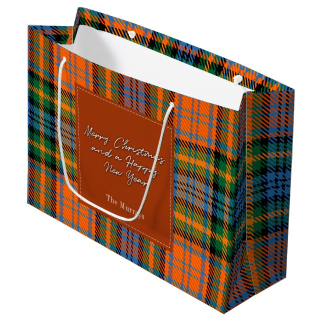 Bolsa De Regalo Grande Clan Murray Tartán, navidades de vacaciones (Angulo Anverso)
