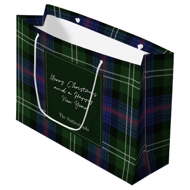 Bolsa De Regalo Grande Clan Sutherland Tartán navidades de vacaciones (Angulo Anverso)