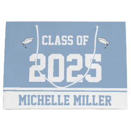 Bolsa De Regalo Grande Clase de 2023 y Nombre del bebé azul y blanco