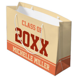 Bolsa De Regalo Grande Clase de 20xx y Nombre de Grad Peach and Coral