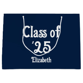 Bolsa De Regalo Grande Clase de '25 Dark Blue and White Graduate Name