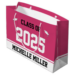 Bolsa De Regalo Grande Clase de graduación en blanco Magenta de Grad 2025