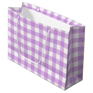 Bolsa De Regalo Grande Clásico Gingham Check Plaid Pattern Lilac