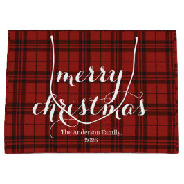 Bolsa De Regalo Grande Clásico Plaid Feliz Navidad Festivo - 