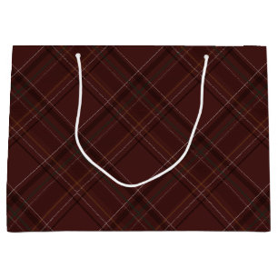 Bolsa De Regalo Grande Clásico plaid navideño elegante en marrón Navidad
