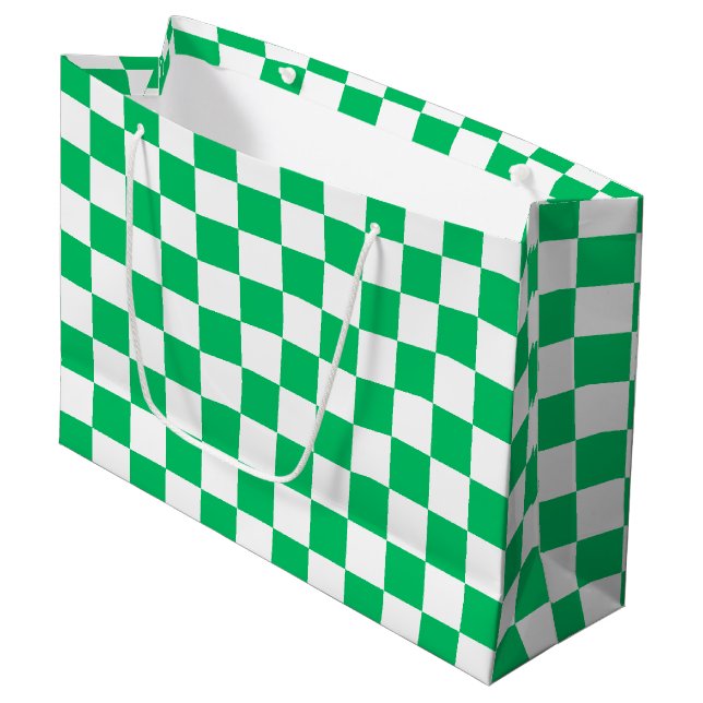 Bolsa De Regalo Grande Clásico verde a cuadros  (Angulo Anverso)