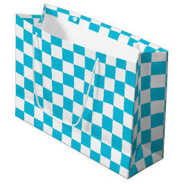 Bolsa De Regalo Grande Classic aqua blue checkerboard