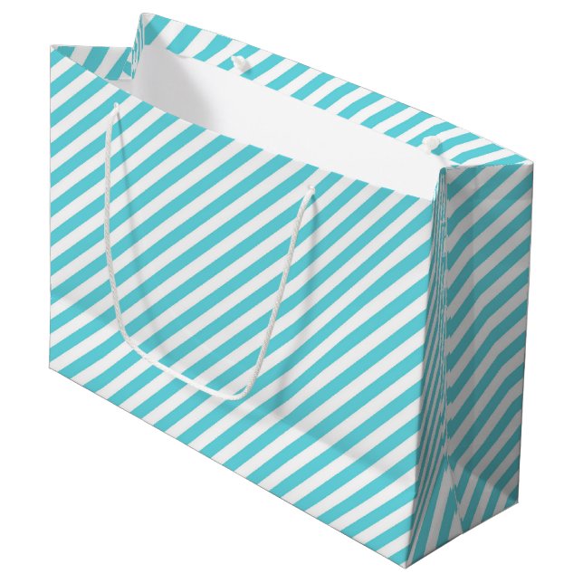 Bolsa De Regalo Grande Classic blue and white diagonal stripes (Angulo Anverso)