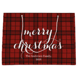 Bolsa De Regalo Grande Classic Plaid Merry Christmas Festive - 