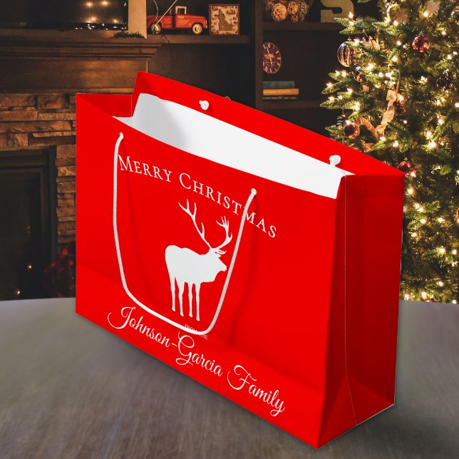 Bolsa De Regalo Grande Classic Red Reindeer Elegant Christmas  (Subido por el creador)