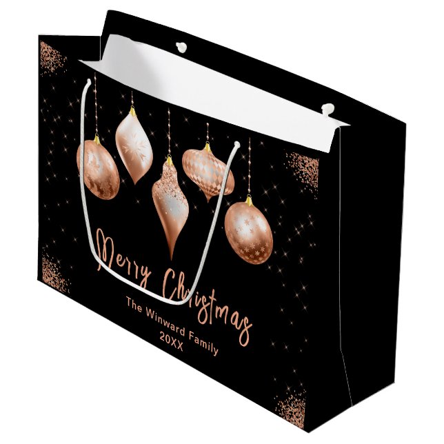 Bolsa De Regalo Grande Classic Rose Gold Ornament Christmas (Angulo Anverso)