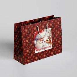 Bolsa De Regalo Grande Classic Rudolph and Santa Kids Christmas Holiday
