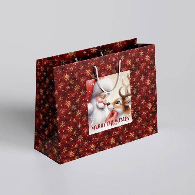 Bolsa De Regalo Grande Classic Santa and Rudolph Cartoon Christmas Giftin (Classic Santa and Rudolph Cartoon Christmas Gift Bag

)
