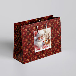 Bolsa De Regalo Grande Classic Santa and Rudolph Kids Christmas Party