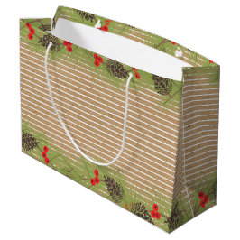 Bolsa De Regalo Grande Classy Garland Wreath Sobre Faux Brown Kraft