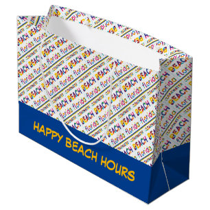 Bolsa De Regalo Grande Clearwater Beach, Florida. Patrón de texto colorid