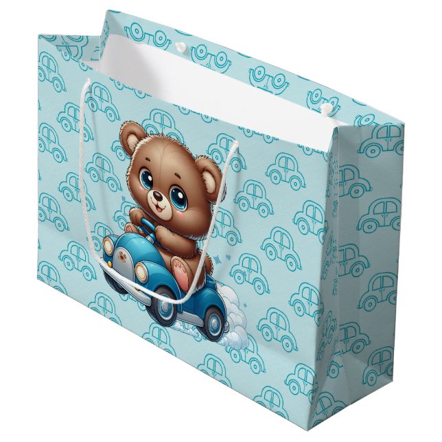 Bolsa De Regalo Grande Coches De Oso De Teddy (Angulo Anverso)