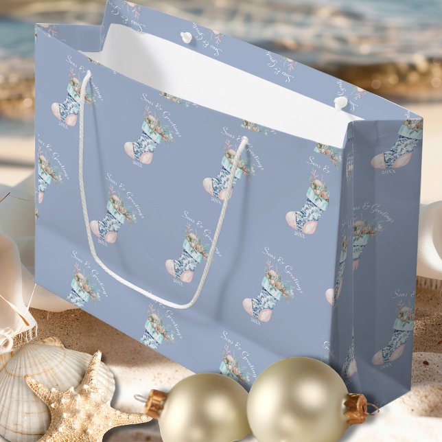 Bolsa De Regalo Grande Cocina china de la abuela costera (Coastal Grandma Chinoiserie Stocking Large Gift Bag)
