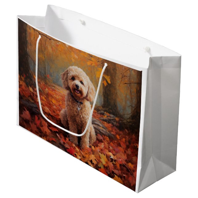Bolsa De Regalo Grande Cockapoo en Otoño Hojas Caídas Inspiran (Angulo Anverso)