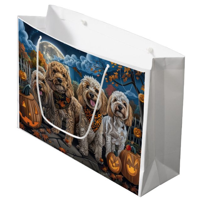 Bolsa De Regalo Grande Cockapoo Halloween Spooky (Angulo Anverso)
